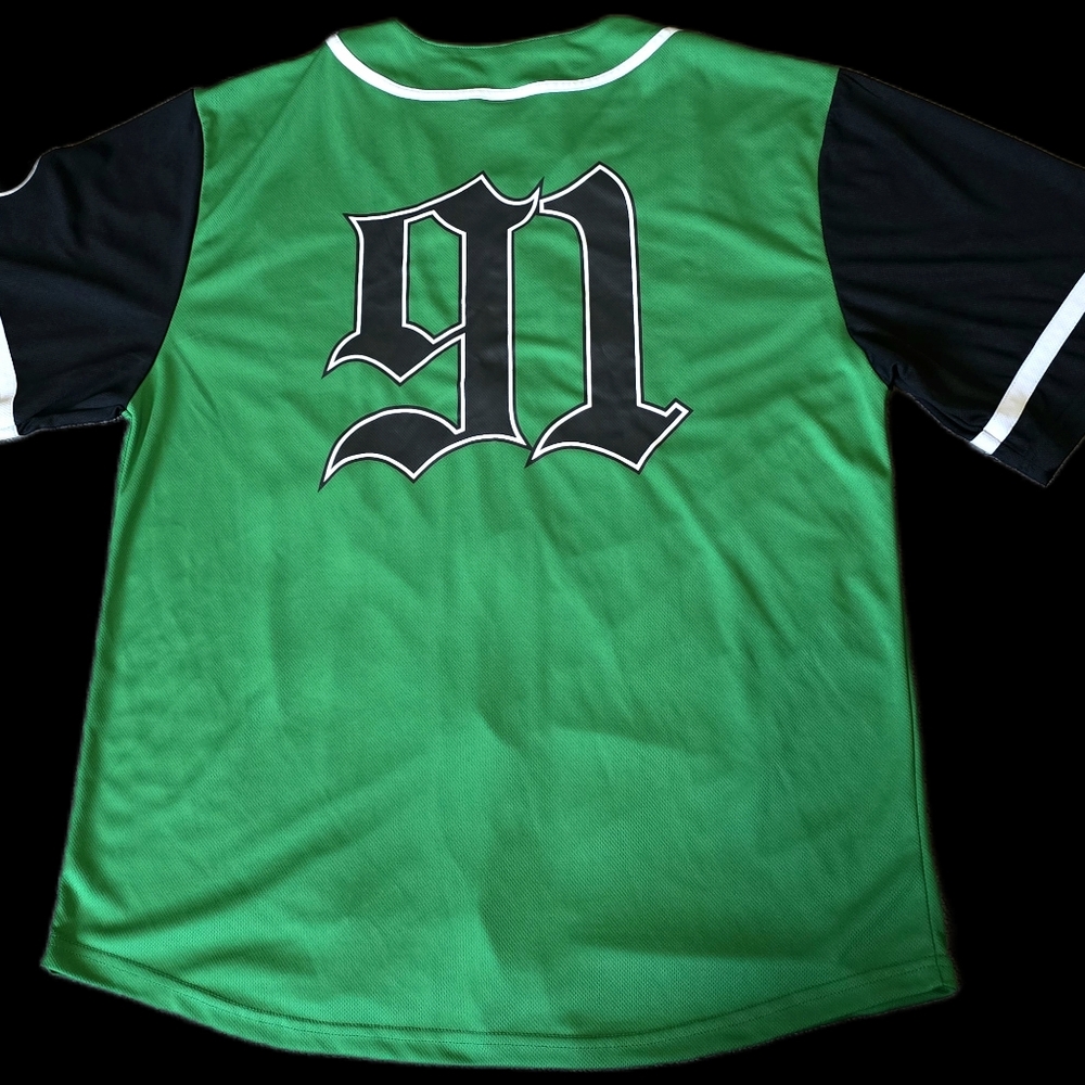 Death Row Records Green Black Baseball Jersey #91 Men's L Hip Hop Rap 2XL - Picture 13 of 15